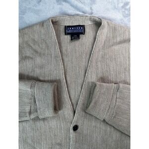 VTG Jantzen Classics Cardigan Sweater‎ Mens LTan Button Front Acrylic Knit